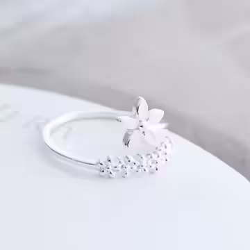 925銀飾×五瓣花絮×開口戒指