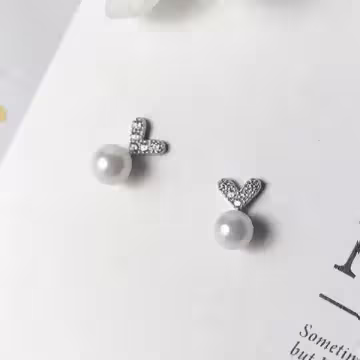 925銀針×愛心珍珠×耳針