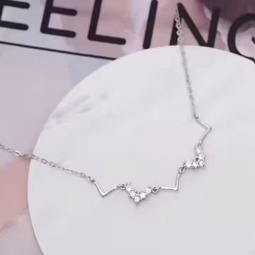 925銀飾×波浪V字晶鑽×鎖骨項鍊