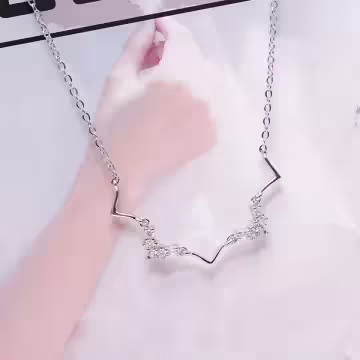 925銀飾×波浪V字晶鑽×鎖骨項鍊
