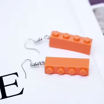 彩色積木×吊墜耳勾×橙橘