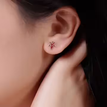 925銀針×紅掌楓葉×耳針