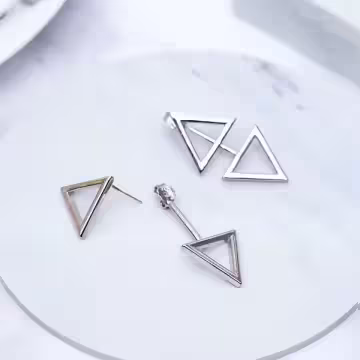 925銀針×雙幾何三角形×後掛式耳針