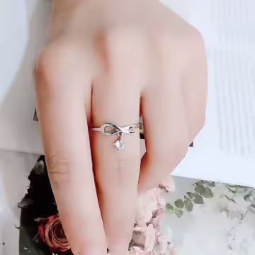 925銀飾×繞結垂鑽×開口戒指