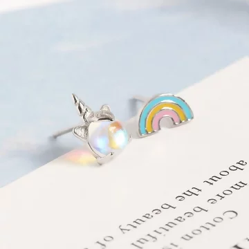 925銀針×彩虹極光獨角獸×耳針.avif