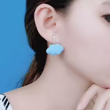 雲朵飄飄×螺旋耳夾×天空藍