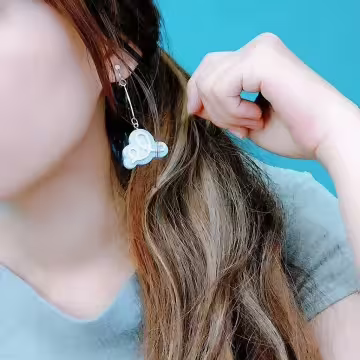 棉花糖彩色雲×螺旋耳夾