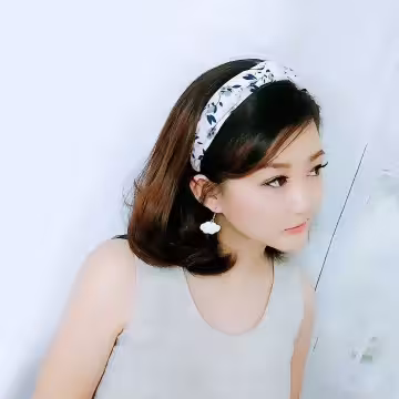 優雅粉白碎花×扭結髮箍