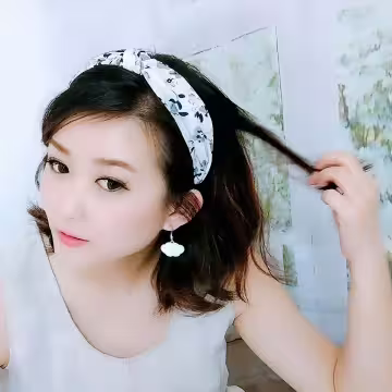 優雅粉白碎花×扭結髮箍