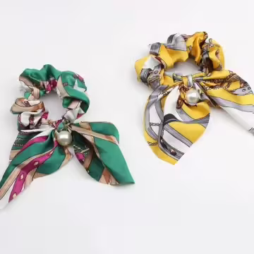 領結時尚鍊條印花×大腸束髮圈×共四色