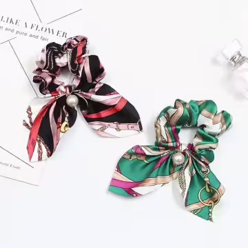 領結時尚鍊條印花×大腸束髮圈×共四色