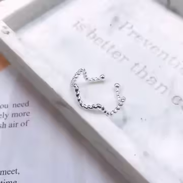 925銀飾×曲線麻花結×開口戒指