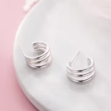 925銀針×彎彎三條線×耳針