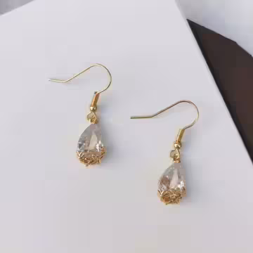 法式雕花水滴晶珠×吊墜耳勾
