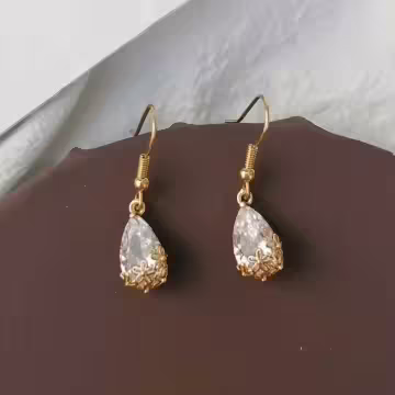 法式雕花水滴晶珠×吊墜耳勾