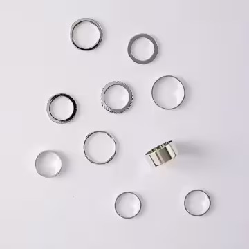 寬環細環×十套件戒指組×銀色