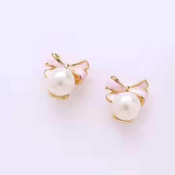 珍珠蝴蝶結×耳環