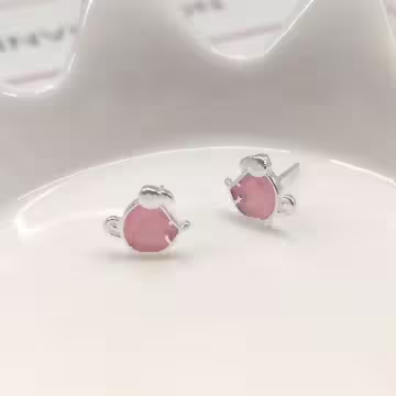 925銀針×粉紅甜心鼠×耳針