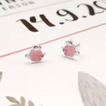 925銀針×粉紅甜心鼠×耳針