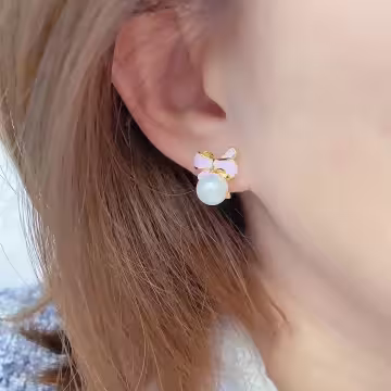 珍珠蝴蝶結×耳環