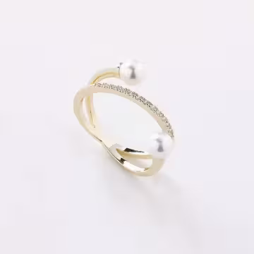 交叉鋯鑽珍珠×戒指
