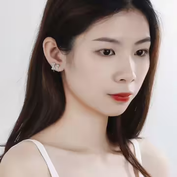 蝴蝶結圓晶鑽×U型耳骨耳夾