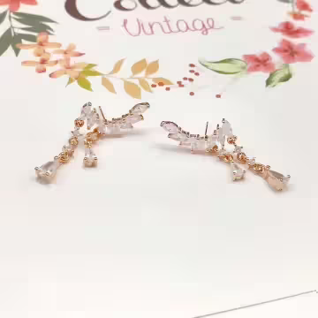 羽鑽垂珠×吊墜耳環