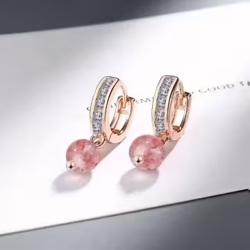 晶鑽莓晶珠×耳扣