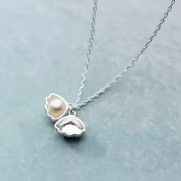 925銀飾×貝殼裡的珍珠×鎖骨項鍊