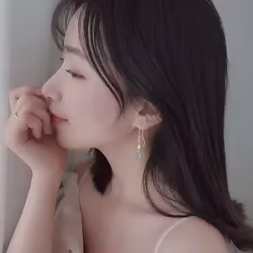 波浪藍色淚滴×吊墜耳線