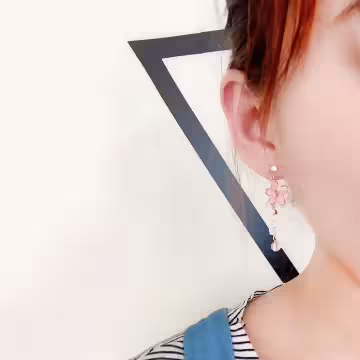 粉櫻綻開×吊墜耳環