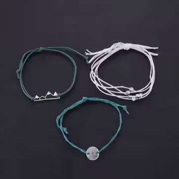 指南針高山圓珠&times;三套件抽繩手鍊組