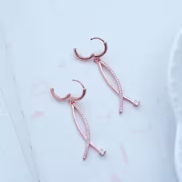 交叉魚型晶鑽×吊墜耳扣