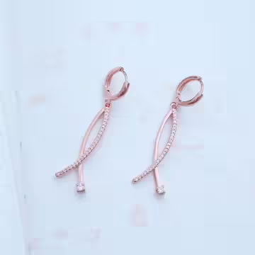 交叉魚型晶鑽×吊墜耳扣