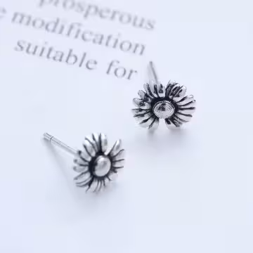 925銀針×復古雛菊小花×耳針