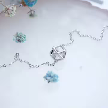 925銀飾×幾何球鏤空晶鑽×鎖骨項鍊