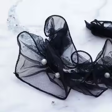 黑蕾絲珍珠×髮箍