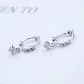 925銀針×垂鑽×耳扣