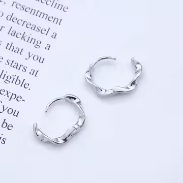 925銀針×波浪扭結×耳扣