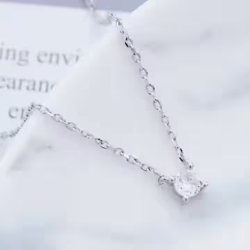 925銀飾×四爪單鑽×鎖骨項鍊