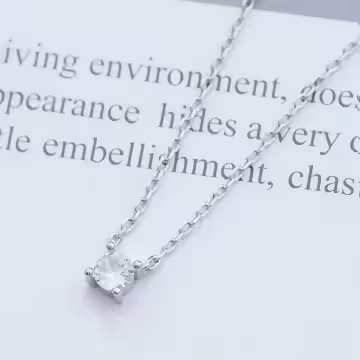 925銀飾×四爪單鑽×鎖骨項鍊