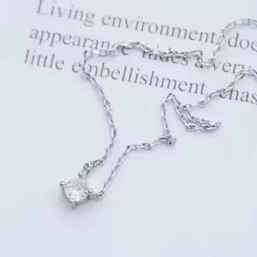 925銀飾×四爪單鑽×鎖骨項鍊