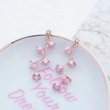 迷人的粉紅碎花×吊墜耳環.avif