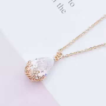 法式花紋水滴晶鑽×鎖骨項鍊