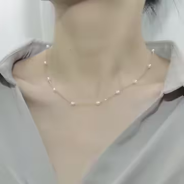 氣質滿串珍珠×鎖骨項鍊