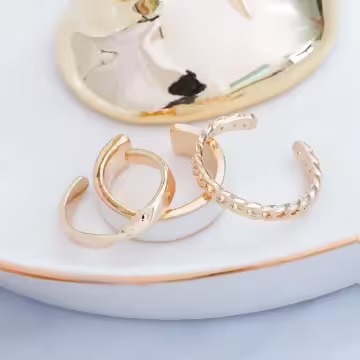 白寬扭結鍊條×三套件戒指組