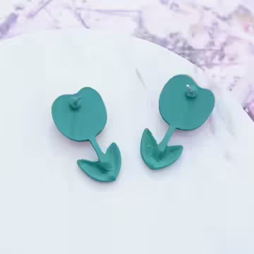 粉紅鬱金香×吊墜耳環