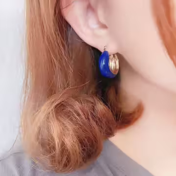 寶藍御姐範×吊墜耳環