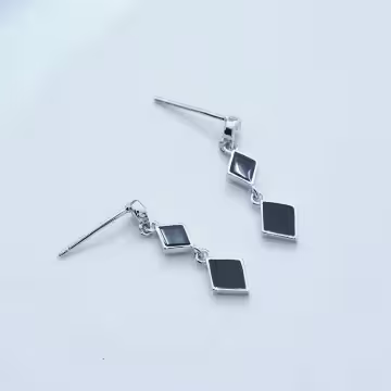 晶鑽雙黑菱×吊墜耳環