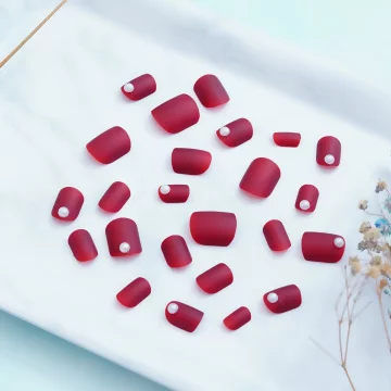酒紅小珍珠霧面×穿戴式手指甲片×二十四入.avif